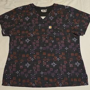 Carhartt Black and Purple Floral Top